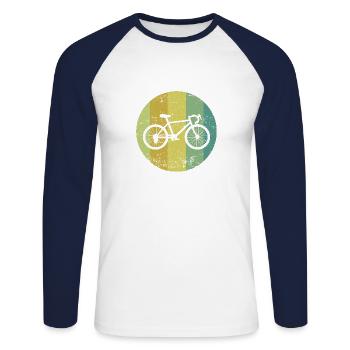 Vélo - T-shirt baseball manches longues Homme - blanc/marine - Devant - Nik (191cm)