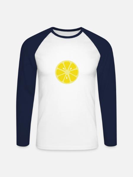 lemon - Unisex Long Sleeve Baseball T-Shirt - white/navy