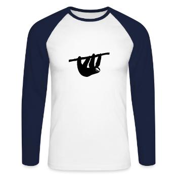 sloth - Unisex Long Sleeve Baseball T-Shirt - white/navy - Front - Nik (191cm)