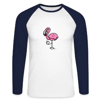 Flamingo montre des doigts puants - T-shirt baseball manches longues Homme - blanc/marine - Devant - Nik (191cm)