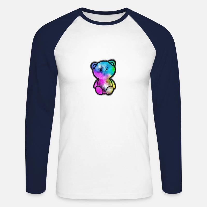 Patchy Bear 60 - Unisex Baseballshirt langarm - Weiß/Navy