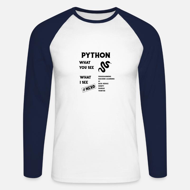 Programmation Python - T-shirt baseball manches longues Homme - blanc/marine