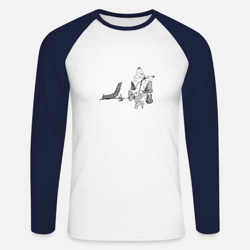 Da bruco a farfalla - Maglia da baseball a manica lunga da uomo - bianco/navy