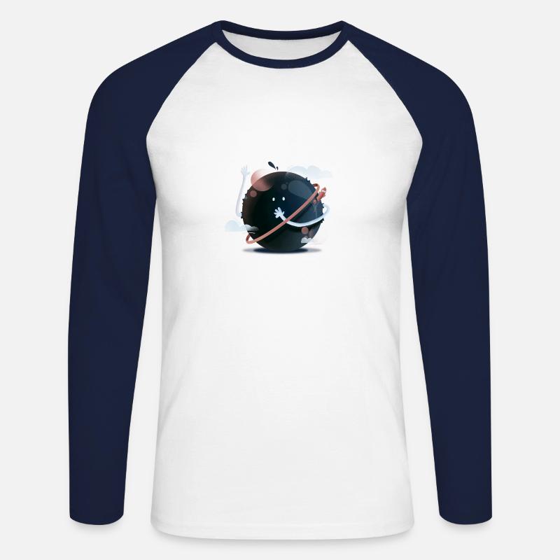 Planet - Charakter - Unisex Baseballshirt langarm - Weiß/Navy