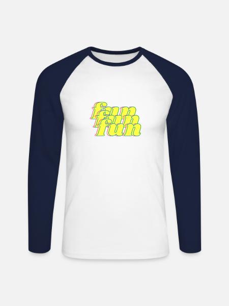 fun - T-shirt baseball manches longues Homme - blanc/marine