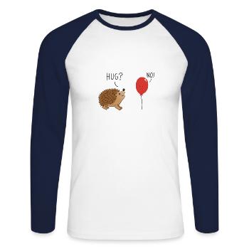 Umarmung? Nein! - Unisex Baseballshirt langarm - Weiß/Navy - Vorne - Nik (191cm)