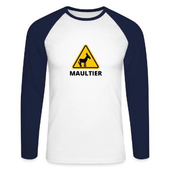 MAULTIER - Unisex Baseballshirt langarm - Weiß/Navy - Vorne - Nik (191cm)