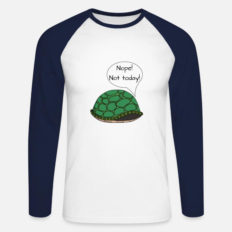 Turtle "Nope! Not today!" - Unisex Long Sleeve Baseball T-Shirt - white/navy
