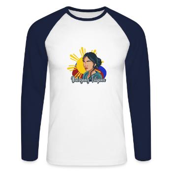 Philippines Drapeau philippin Filipiniana I Cadeau - T-shirt baseball manches longues Homme - blanc/marine - Devant - Nik (191cm)