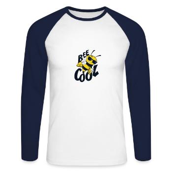 Bee - Unisex Long Sleeve Baseball T-Shirt - white/navy - Front - Nik (191cm)