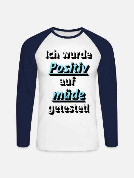 Tested positive for Tired! - Unisex Long Sleeve Baseball T-Shirt - white/navy