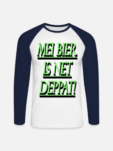 Mei beer is net deppat! - Unisex Long Sleeve Baseball T-Shirt - white/navy