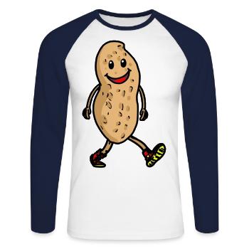 Erdnuss Erdnüsse Nuss Nüsse Speise Kind nett - Unisex Baseballshirt langarm - Weiß/Navy - Vorne - Nik (191cm)