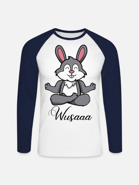 Auszeit Durchatmen Wusaaa Hase - Unisex Baseballshirt langarm - Weiß/Navy