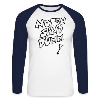 noten sind dumm schwarz - Unisex Baseballshirt langarm - Weiß/Navy - Vorne - Nik (191cm)