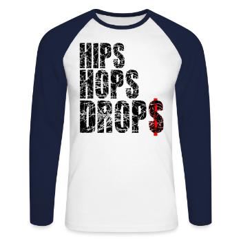 hips hops drops black - Unisex Baseballshirt langarm - Weiß/Navy - Vorne - Nik (191cm)
