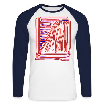 kaligraphy drawing blue red - Unisex Long Sleeve Baseball T-Shirt - white/navy - Front - Nik (191cm)