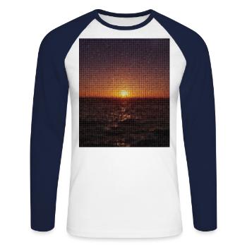 sunset again - Unisex Long Sleeve Baseball T-Shirt - white/navy - Front - Nik (191cm)
