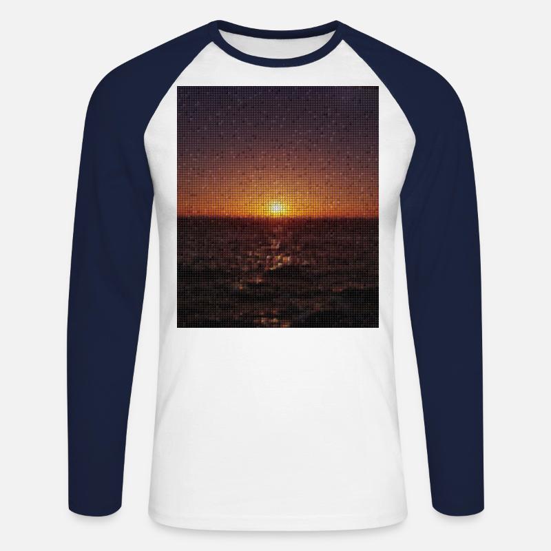 sunset again - Unisex Baseballshirt langarm - Weiß/Navy