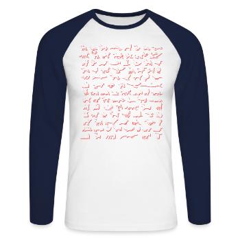 tiersilhouetten rot - Unisex Baseballshirt langarm - Weiß/Navy - Vorne - Nik (191cm)