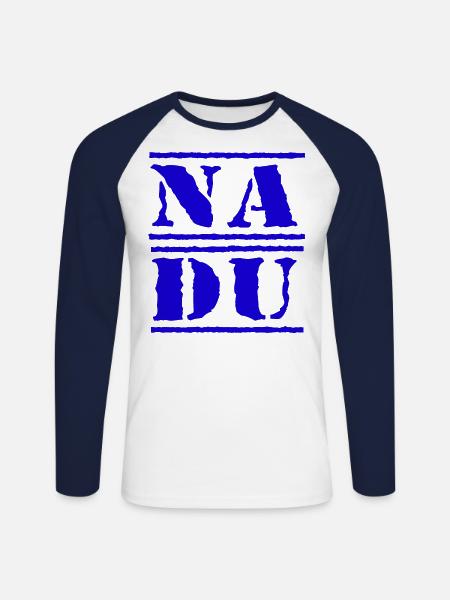 na du blau - Unisex Baseballshirt langarm - Weiß/Navy