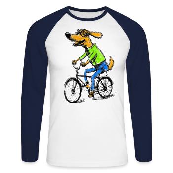 walk or ride dog bike black - Unisex Baseballshirt langarm - Weiß/Navy - Vorne - Nik (191cm)