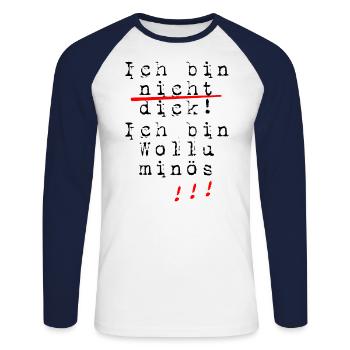 wolluminös schwarz - Unisex Baseballshirt langarm - Weiß/Navy - Vorne - Nik (191cm)