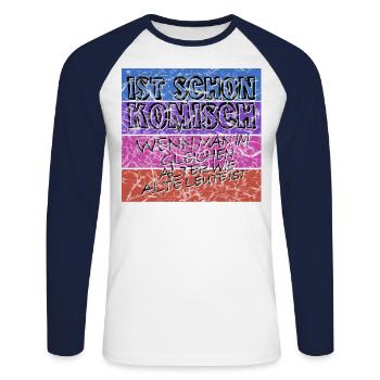komisches alter schwarz alt - Unisex Baseballshirt langarm - Weiß/Navy - Vorne - Nik (191cm)