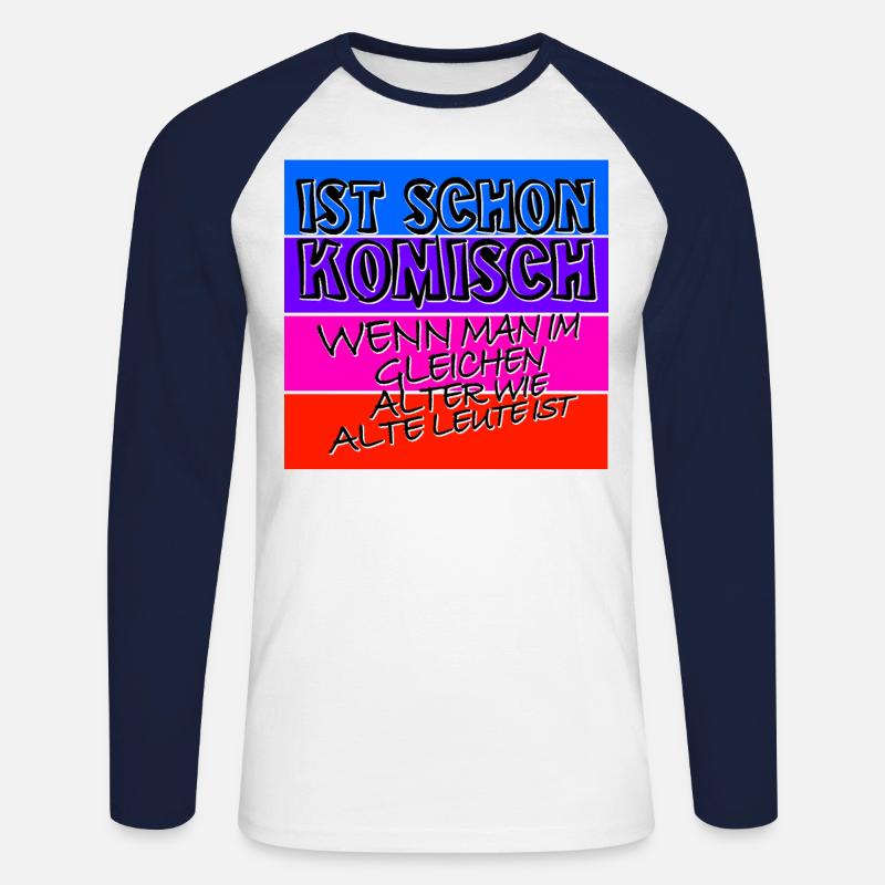 komisches alter schwarz - Unisex Baseballshirt langarm - Weiß/Navy