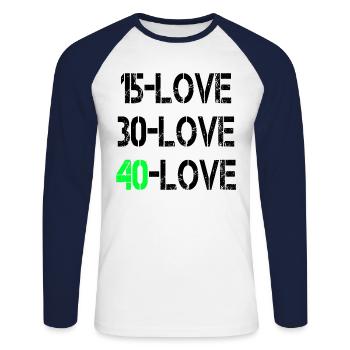 15Amour noir - T-shirt baseball manches longues Homme - blanc/marine - Devant - Nik (191cm)