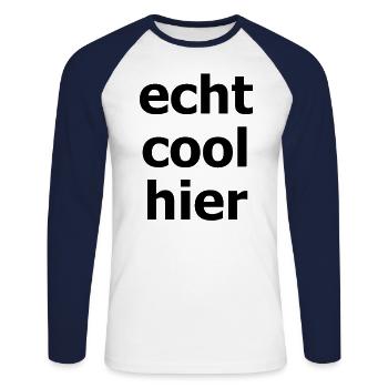 echt cool hier 1 schwarz - Unisex Baseballshirt langarm - Weiß/Navy - Vorne - Nik (191cm)
