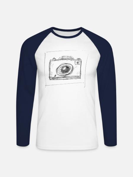 foto for bright - Unisex Long Sleeve Baseball T-Shirt - white/navy