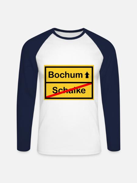 Bochum Schild - Unisex Baseballshirt langarm - Weiß/Navy