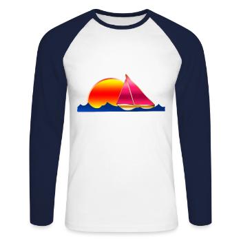 Sailing Yacht Sea Sun - Unisex Long Sleeve Baseball T-Shirt - white/navy - Front - Nik (191cm)