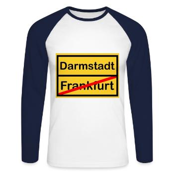 Die Darmstädter kommen - Unisex Baseballshirt langarm - Weiß/Navy - Vorne - Nik (191cm)