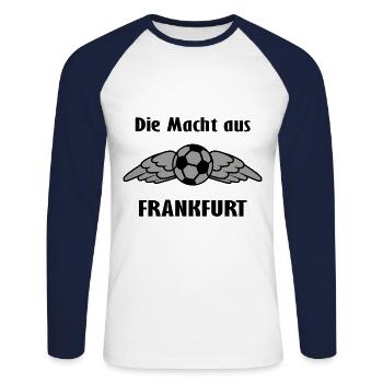 Die Ultras aus Frankfurt - Unisex Baseballshirt langarm - Weiß/Navy - Vorne - Nik (191cm)