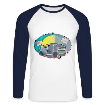 Camping campers caravan love - Unisex Long Sleeve Baseball T-Shirt - white/navy - Front - Nik (191cm)