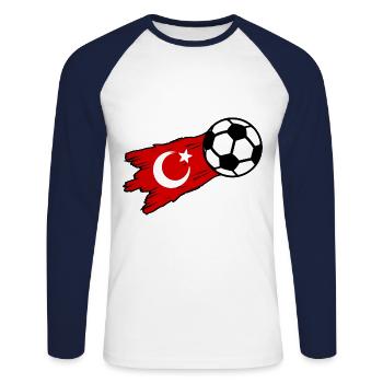 L’équipe de football turque - T-shirt baseball manches longues Homme - blanc/marine - Devant - Nik (191cm)