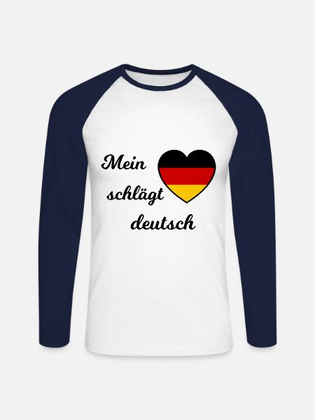 Ich liebe meine Heimat - Unisex Baseballshirt langarm - Weiß/Navy