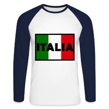The nation of italy - Unisex Long Sleeve Baseball T-Shirt - white/navy - Front - Nik (191cm)