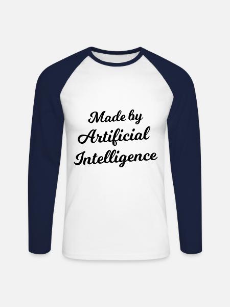 Made by Artificial Inteligence - Unisex Long Sleeve Baseball T-Shirt - white/navy