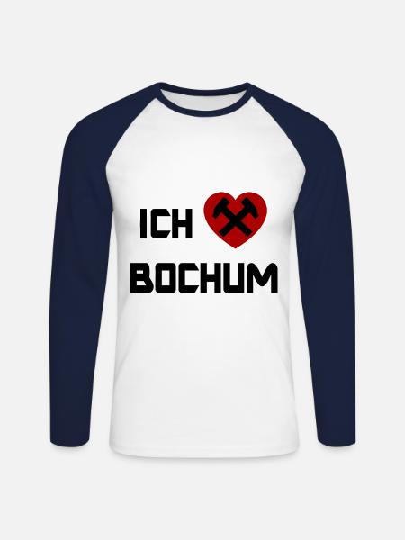 Die Bochum Fans - Unisex Baseballshirt langarm - Weiß/Navy
