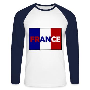 Les autocollants Français - T-shirt baseball manches longues Homme - blanc/marine - Devant - Nik (191cm)