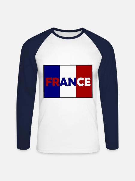 Die Franzosen Aufkleber - Unisex Baseballshirt langarm - Weiß/Navy