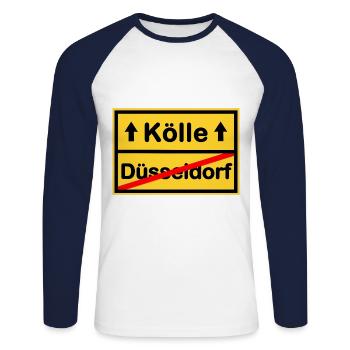 Daheim in Kölle - Unisex Baseballshirt langarm - Weiß/Navy - Vorne - Nik (191cm)