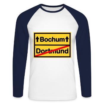 Der Bochumer im Pott - Unisex Baseballshirt langarm - Weiß/Navy - Vorne - Nik (191cm)