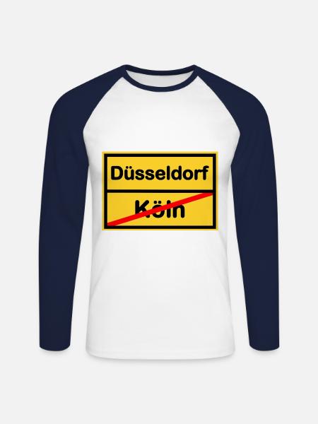 Zuhause in Düsseldorf - Unisex Baseballshirt langarm - Weiß/Navy