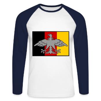 The eagle from Germany - Unisex Long Sleeve Baseball T-Shirt - white/navy - Front - Nik (191cm)