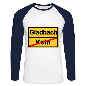 Les supporters arrivent - T-shirt baseball manches longues Homme - blanc/marine - Devant - Nik (191cm)