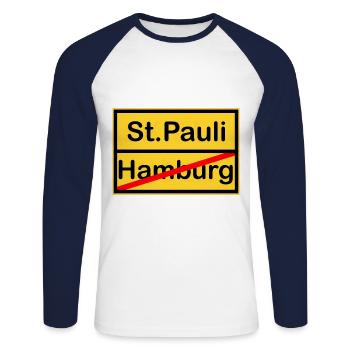 The Pauli supporters - Unisex Long Sleeve Baseball T-Shirt - white/navy - Front - Nik (191cm)